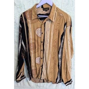 Vintage SANGI rockin' way cool Men's Abstract Print Shirt M boho crispin glover